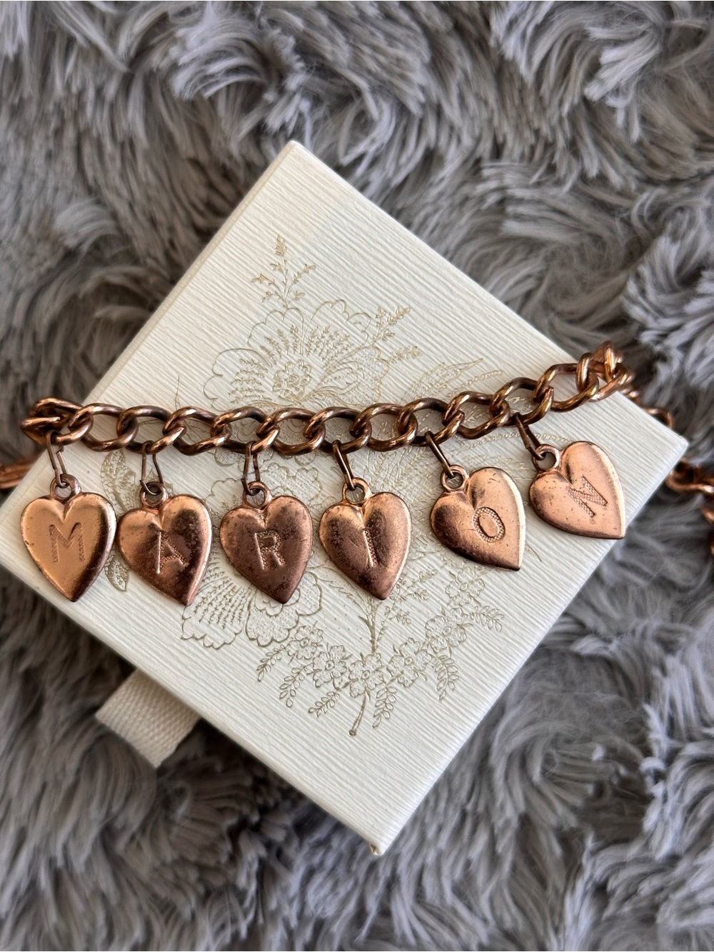 Antique Heart Charm Bracelet
